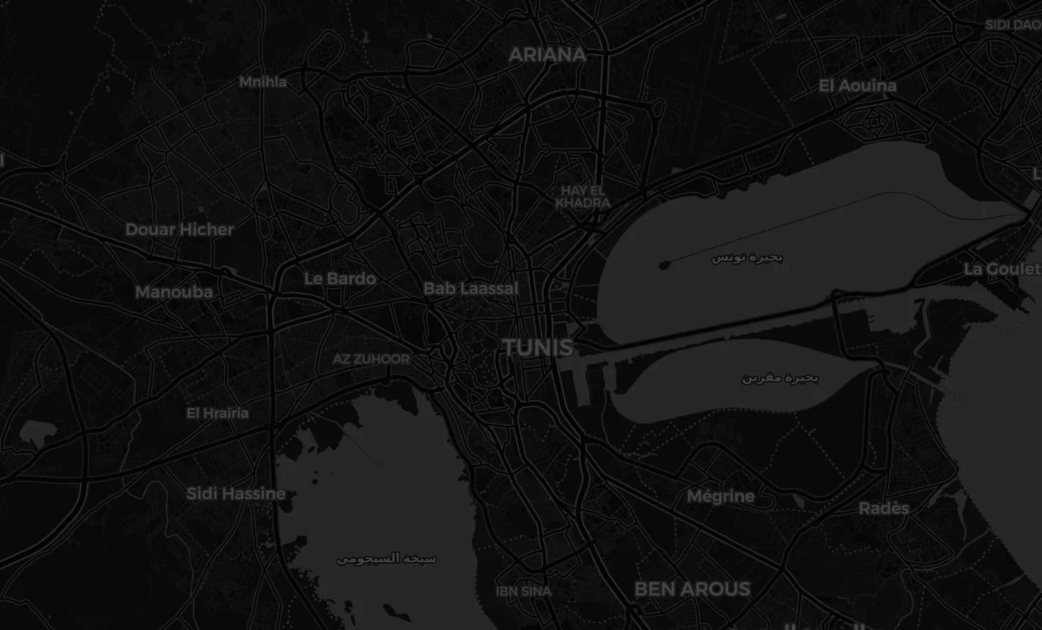 Carte de Tunis, marqueur sur le centre-ville
